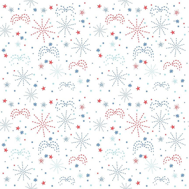 Firework Fields Fireworks White by Gracey Larson for Riley Blake Designs - C17582-WHITE