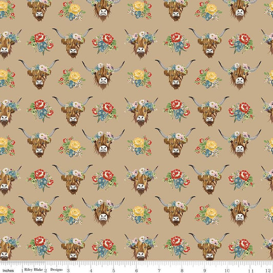 Cowgirl Highland Cows Brown by Echo Park Paper Co. for Riley Blake Designs - C17483-BROWN