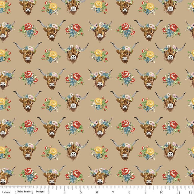 Cowgirl Highland Cows Brown by Echo Park Paper Co. for Riley Blake Designs - C17483-BROWN