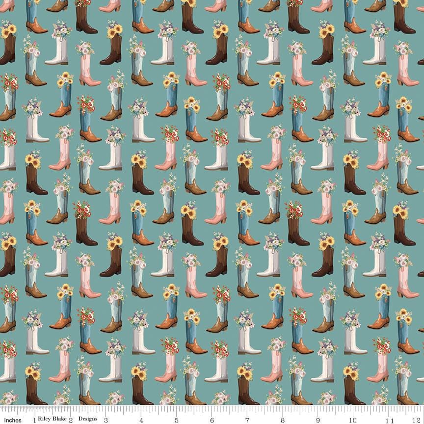 Cowgirl Boots Blue by Echo Park Paper Co. for Riley Blake Designs - C17484-BLUE