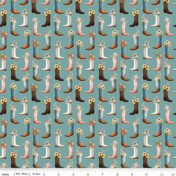 Cowgirl Boots Blue by Echo Park Paper Co. for Riley Blake Designs - C17484-BLUE