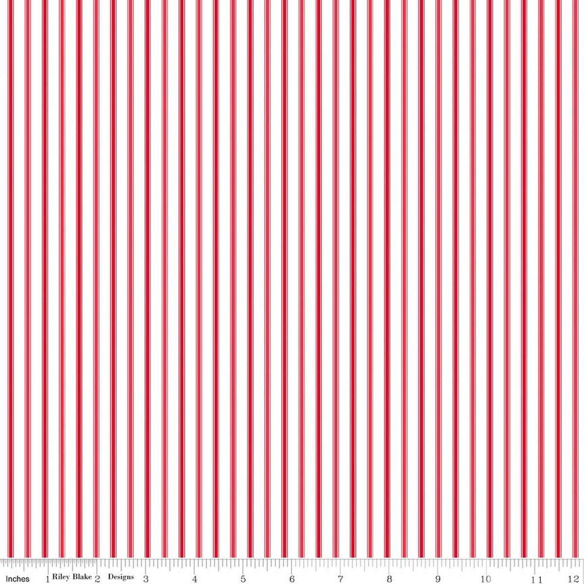 Seasonal Basics Ticking Stripe Red by Riley Blake Designs - C775-RED