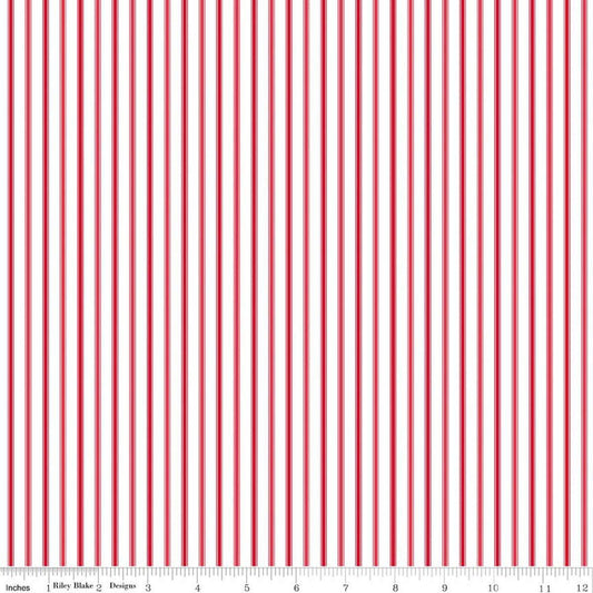 Seasonal Basics Ticking Stripe Red by Riley Blake Designs - C775-RED
