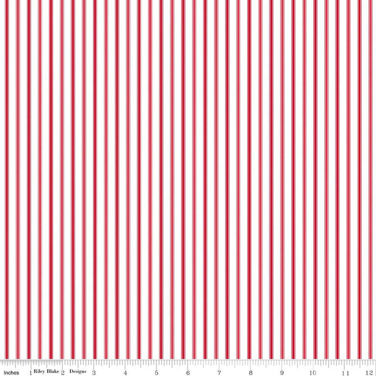 Seasonal Basics Ticking Stripe Red by Riley Blake Designs - C775-RED