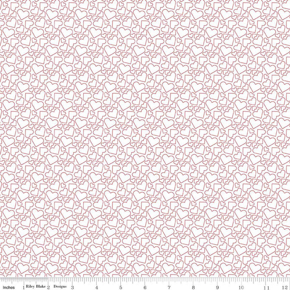 Seasonal Basics Heart Outlines White by Christopher Thompson for Riley Blake Designs - C762-WHITE