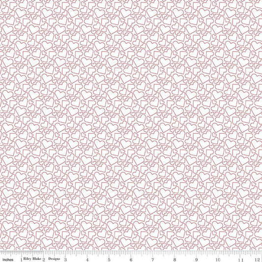 Seasonal Basics Heart Outlines White by Christopher Thompson for Riley Blake Designs - C762-WHITE