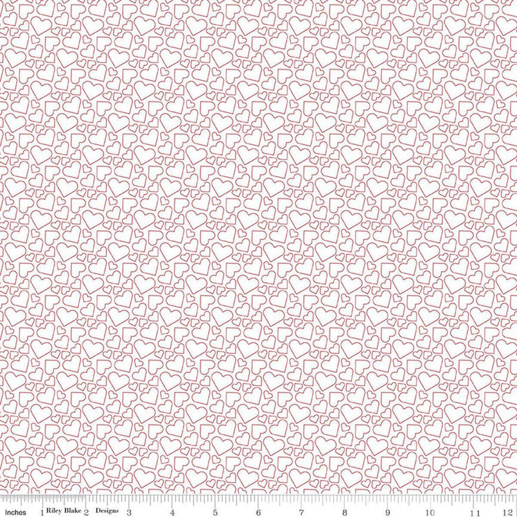 Seasonal Basics Heart Outlines White by Christopher Thompson for Riley Blake Designs - C762-WHITE