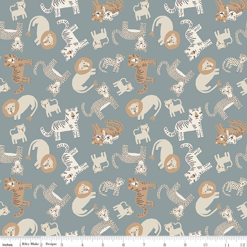 Leo & Savannah Animal Toss Blue by Deena Rutter for Riley Blake Designs - C17541-BLUE