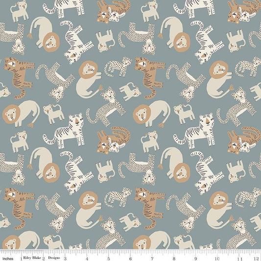 Leo & Savannah Animal Toss Blue by Deena Rutter for Riley Blake Designs - C17541-BLUE