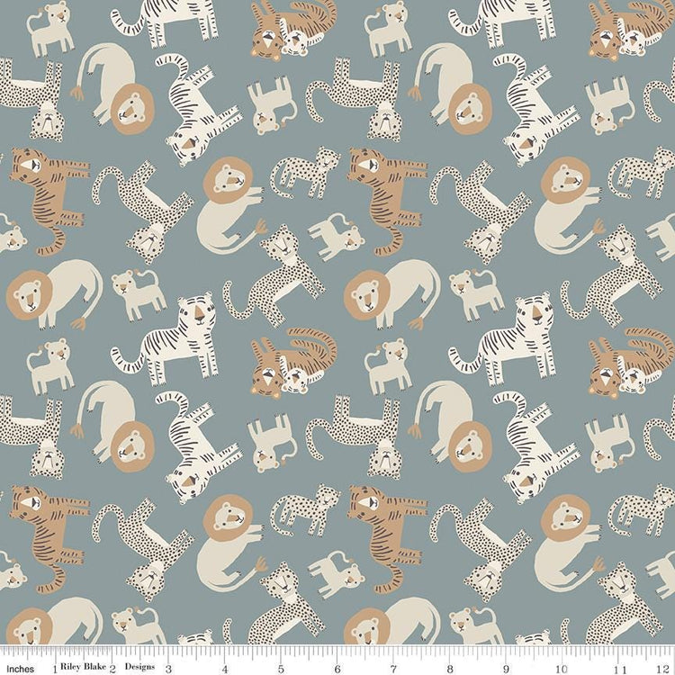 Leo & Savannah Animal Toss Blue by Deena Rutter for Riley Blake Designs - C17541-BLUE