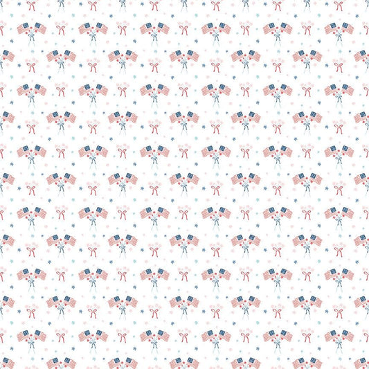 Firework Fields Flags White by Gracey Larson for Riley Blake Designs - C17586-WHITE