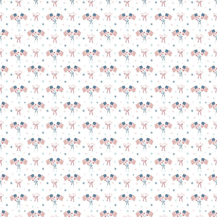 Firework Fields Flags White by Gracey Larson for Riley Blake Designs - C17586-WHITE