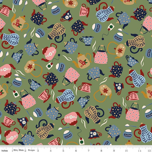 A Spoonful of Sugar Tea & Sugar Green by Jennifer Long for Riley Blake Designs - C17082-GREEN