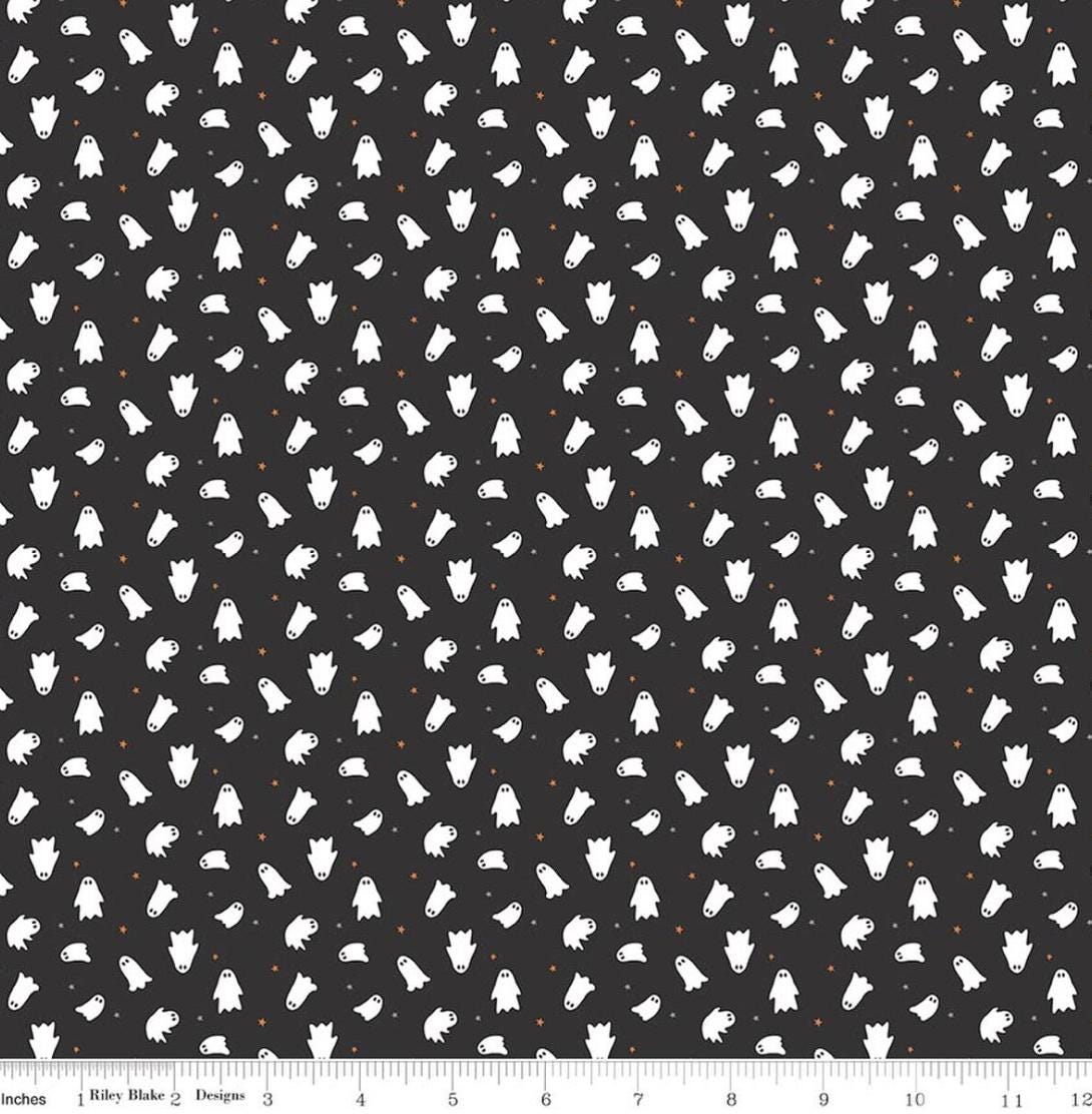 Seasonal Basics Ghosts Black Glow in the Dark by The RBD Designers for Riley Blake Designs - GC772-BLACK