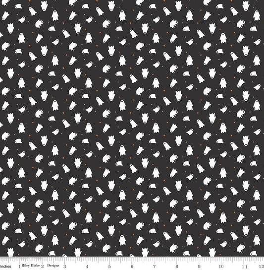 Seasonal Basics Ghosts Black Glow in the Dark by The RBD Designers for Riley Blake Designs - GC772-BLACK