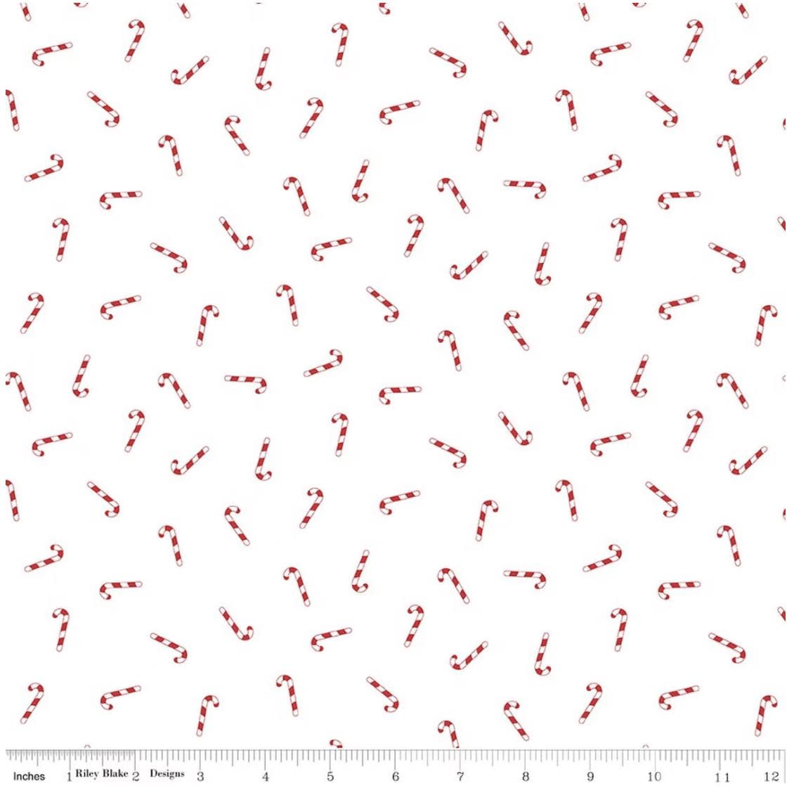 Seasonal Basics Candy Canes White by Christopher Thompson for Riley Blake Designs - C774-WHITE