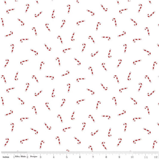 Seasonal Basics Candy Canes White by Christopher Thompson for Riley Blake Designs - C774-WHITE