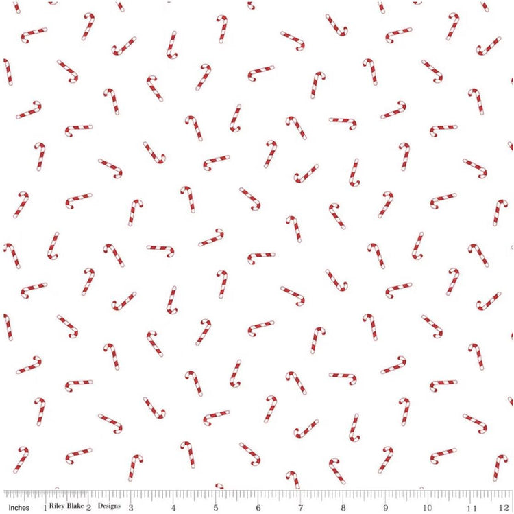 Seasonal Basics Candy Canes White by Christopher Thompson for Riley Blake Designs - C774-WHITE