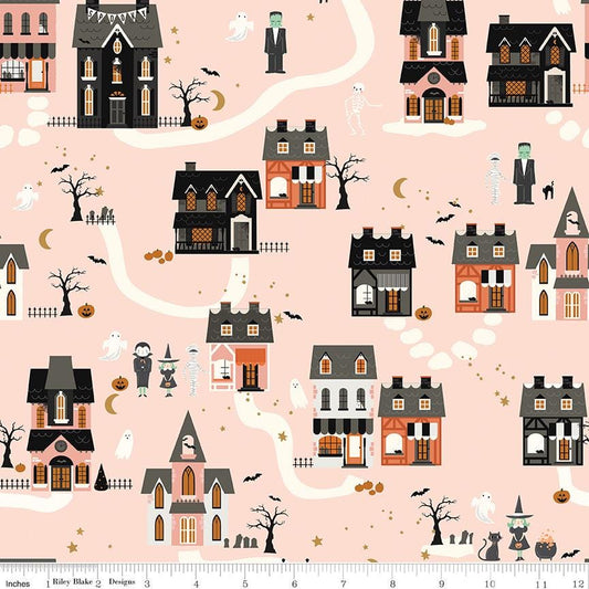 Frank and Friends Houses Pink by My Mind's Eye for Riley Blake Designs - C17471-PINK
