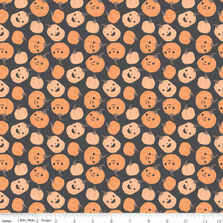 Frank and Friends Pumpkins Charcoal by My Mind's Eye for Riley Blake Designs - C17472-CHARCOAL