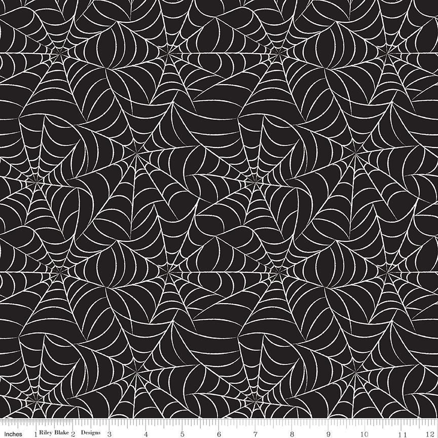 Frank and Friends Webs Black Glow in the Dark by My Mind's Eye for Riley Blake Designs - GC17474-BLACK