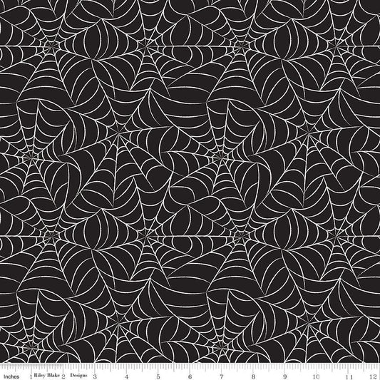 Frank and Friends Webs Black Glow in the Dark by My Mind's Eye for Riley Blake Designs - GC17474-BLACK
