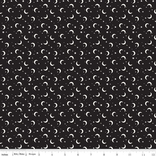 Frank and Friends Moon & Stars Black Glow in the Dark by My Mind's Eye for Riley Blake Designs - GC17477-BLACK