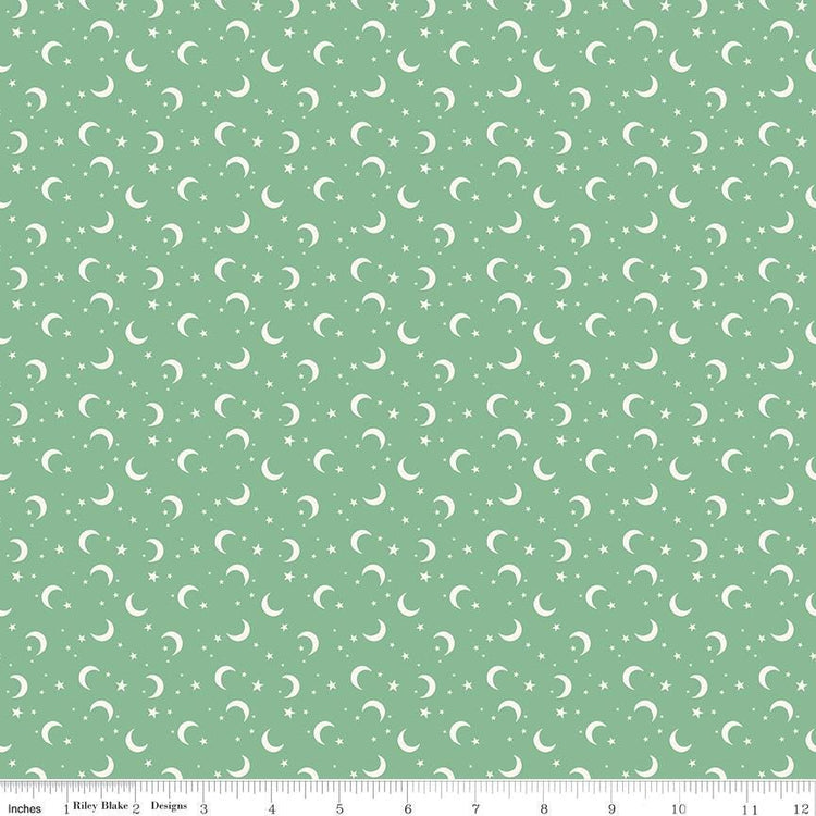 Frank and Friends Moon & Stars Green by My Mind's Eye for Riley Blake Designs - C17477-GREEN