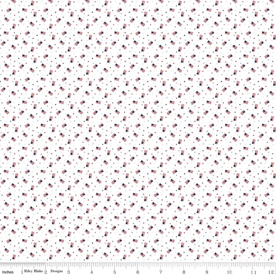 Seasonal Basics Grand Ol' Flag White by Christopher Thompson for Riley Blake Designs - C767-WHITE