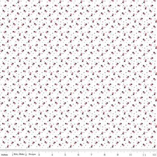 Seasonal Basics Grand Ol' Flag White by Christopher Thompson for Riley Blake Designs - C767-WHITE