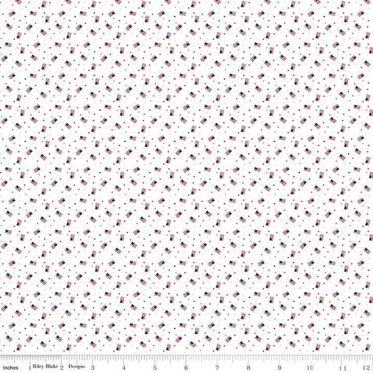 Seasonal Basics Grand Ol' Flag White by Christopher Thompson for Riley Blake Designs - C767-WHITE