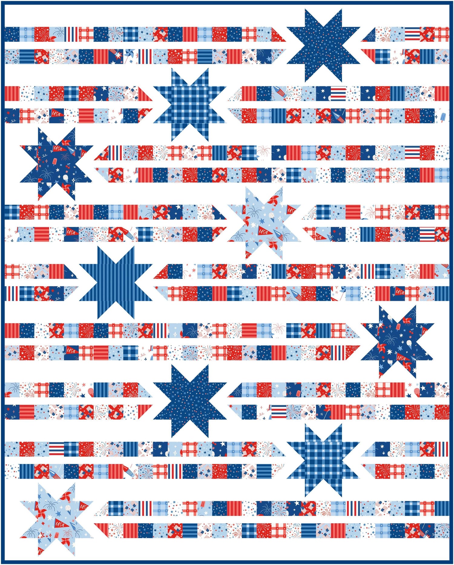Star Trails Quilt Kit with Firecracker fabric by Riley Blake Designs - quilt kit with pattern