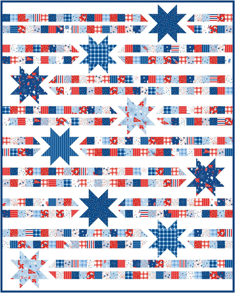 Star Trails Quilt Kit with Firecracker fabric by Riley Blake Designs - quilt kit with pattern