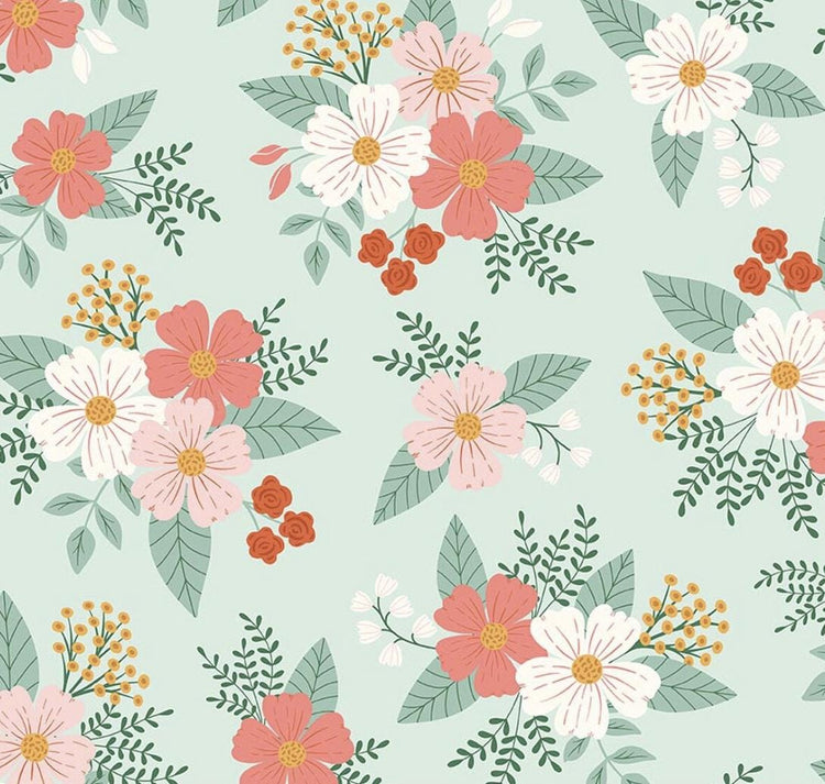 Flannel Meadow Moments Floral Mint by Little Forest Atelier for Riley Blake Designs - F17511-MINT