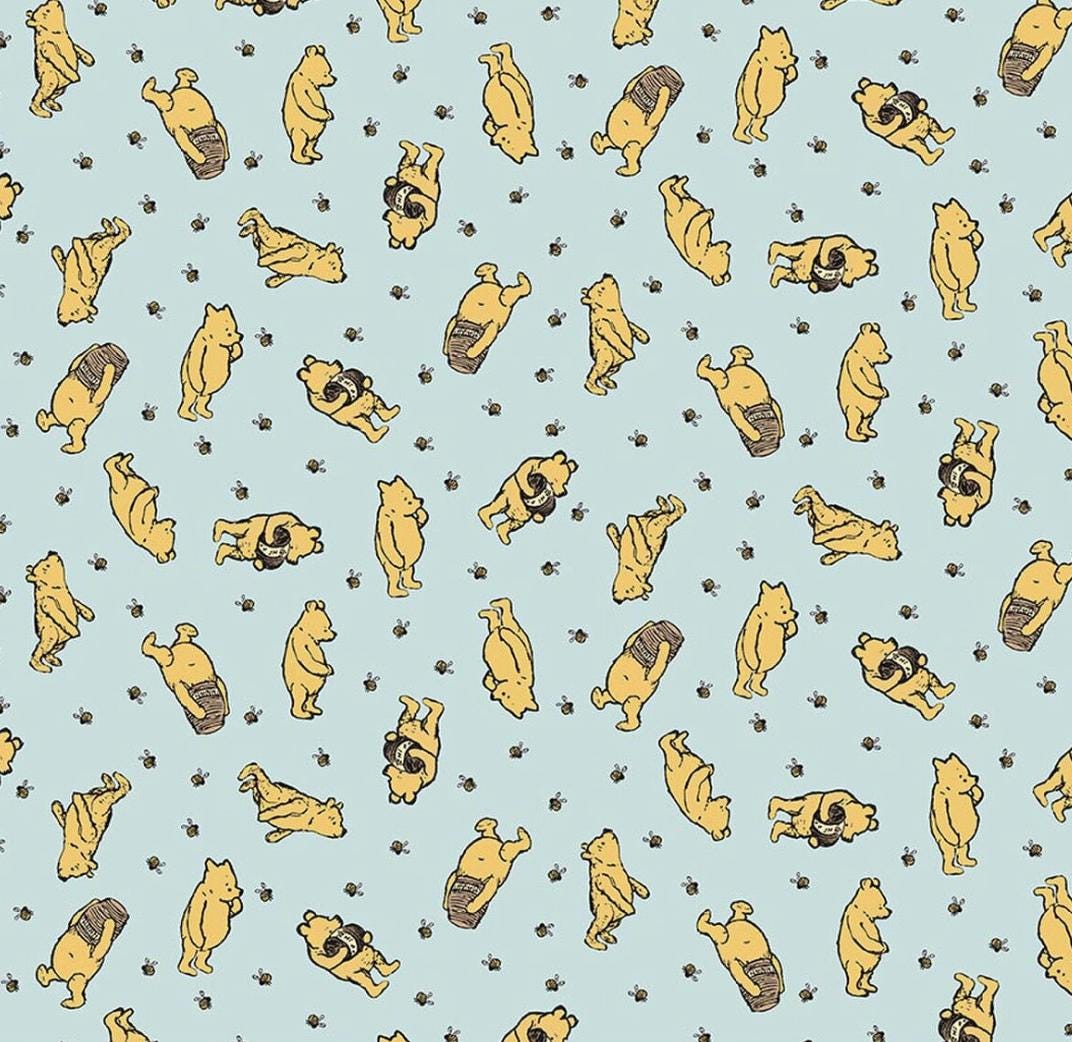Flannel Winnie the Pooh Toss Blue by Echo Park Paper Co. for Riley Blake Designs - F17503-BLUE