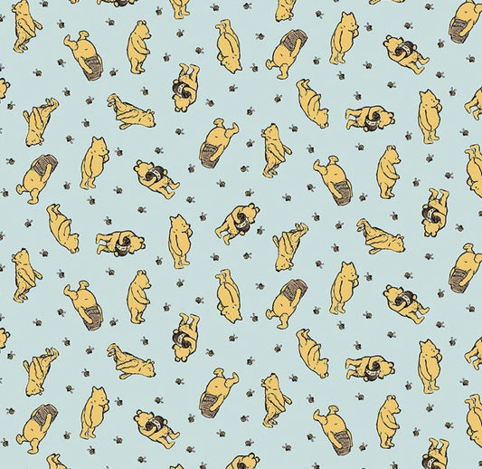 Flannel Winnie the Pooh Toss Blue by Echo Park Paper Co. for Riley Blake Designs - F17503-BLUE