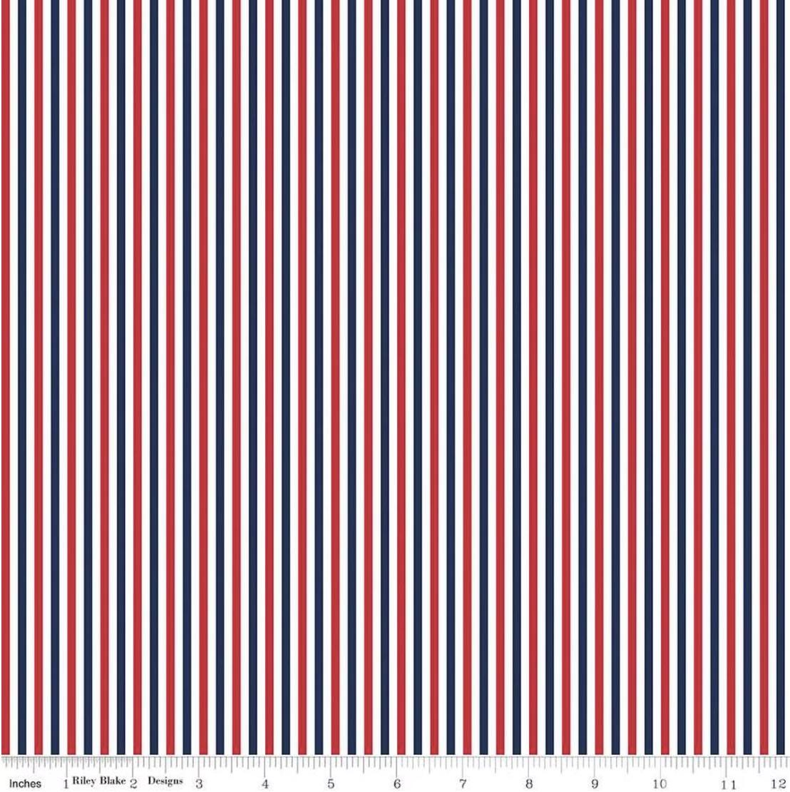 Stripes 1/8" Stripe Patriotic by The RBD Designers for Riley Blake Designs - C495-PATRIOTIC