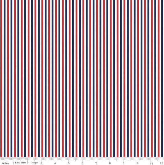 Stripes 1/8" Stripe Patriotic by The RBD Designers for Riley Blake Designs - C495-PATRIOTIC