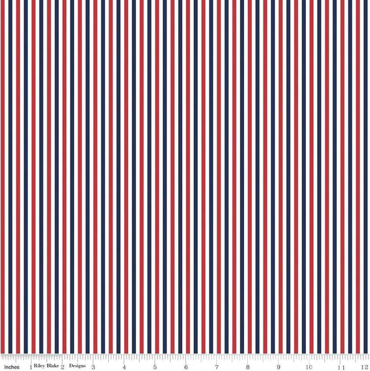 Stripes 1/8" Stripe Patriotic by The RBD Designers for Riley Blake Designs - C495-PATRIOTIC