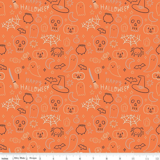 Frank and Friends Halloween Icons Orange by My Mind's Eye for Riley Blake Designs - C17476-ORANGE