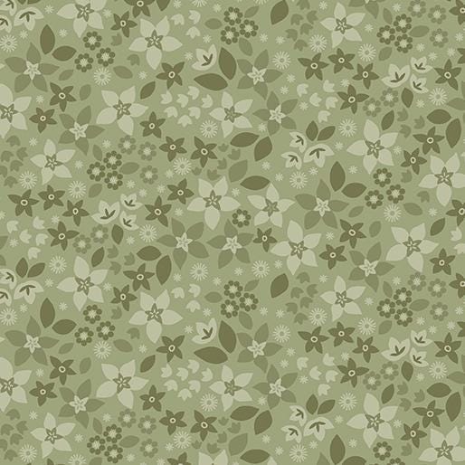 Holly & Hearth Star Flowers Evergreen by Shelly Cavanna for Benartex Fabrics - 17262-46