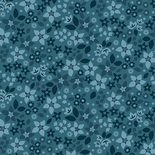 Holly & Hearth Star Flowers Teal by Shelly Cavanna for Benartex Fabrics - 17262-84