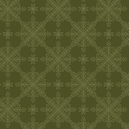 Holly & Hearth Frosted Windowpanes Evergreen by Shelly Cavanna for Benartex Fabrics - 17264-46