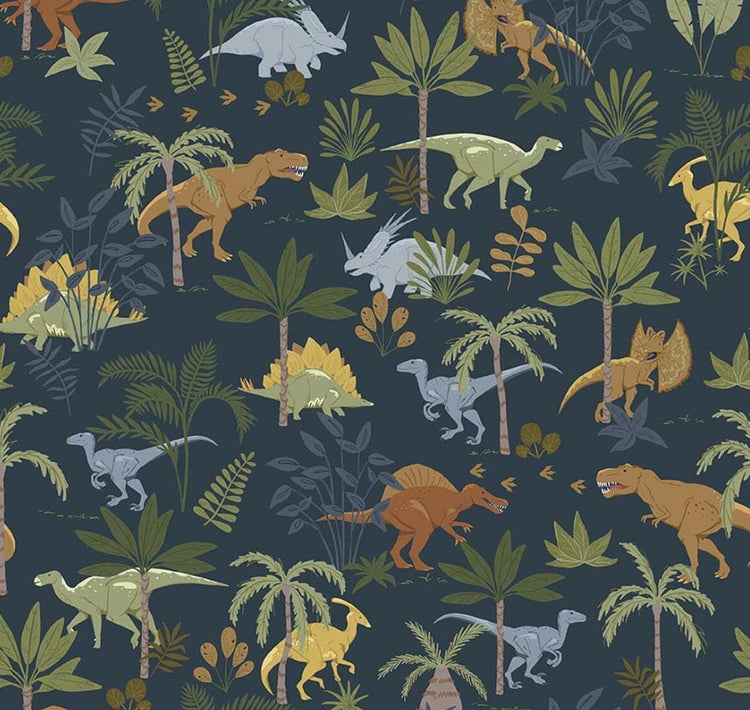 Flannel Cretaceous Jungle Dinos Navy by Amanda Niederhauser for Riley Blake Designs - F17505-NAVY
