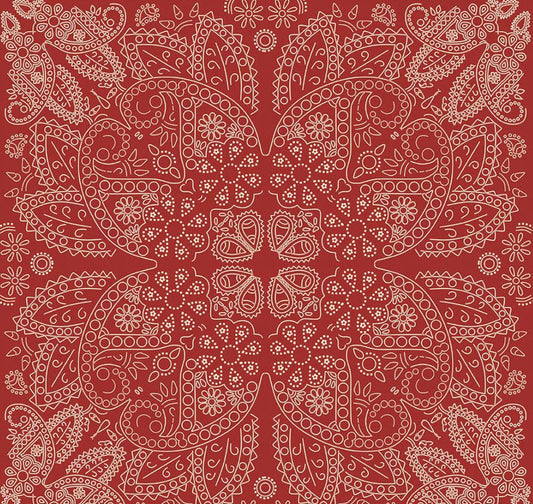 Flannel Cowboys Bandana Red by Echo Park Paper Co. for Riley Blake Designs - F17508-RED