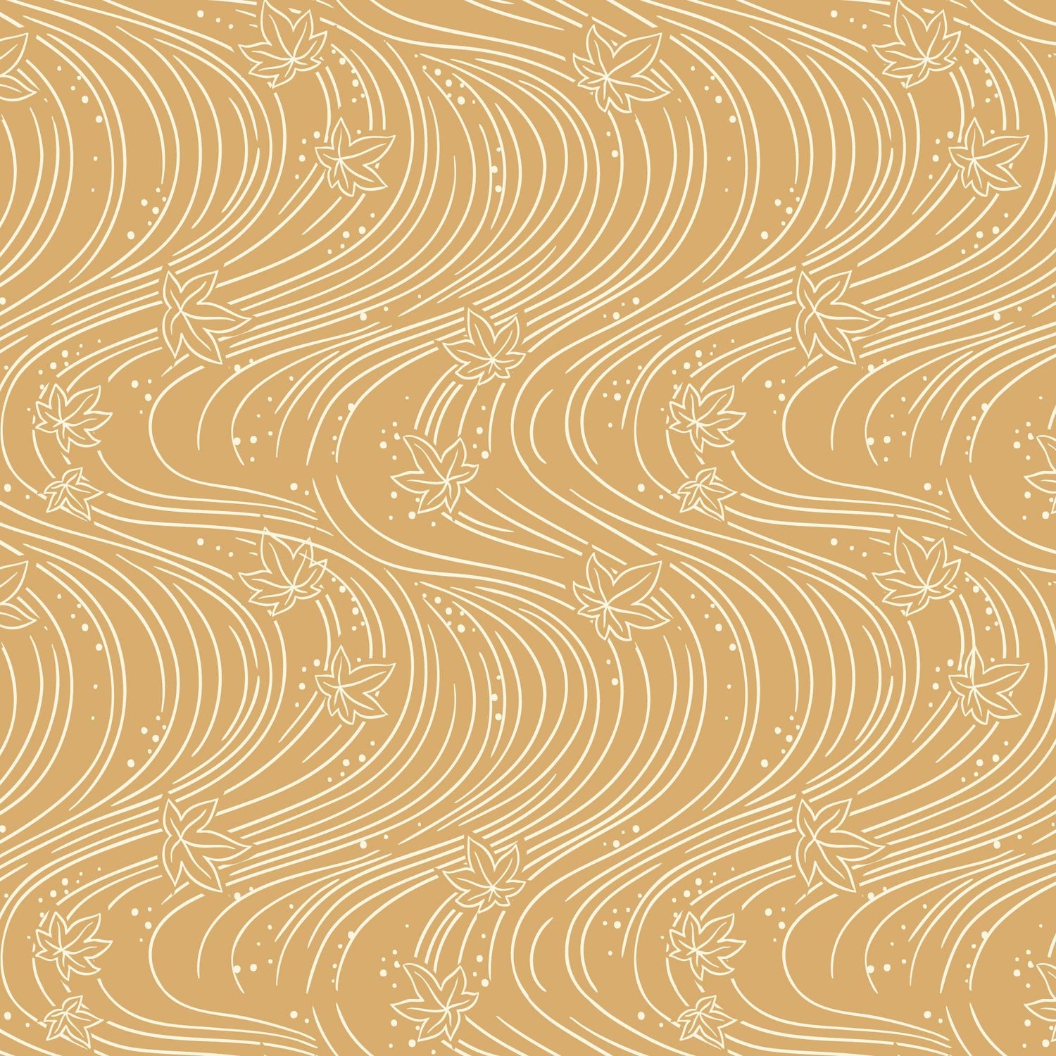 The Orchard Season Maple Currents in Gold by House of Haricot for Cloud9 Fabric - 228899