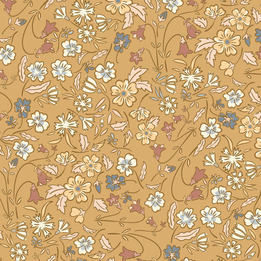 The Orchard Season Harvest Bouquet in Gold by House of Haricot for Cloud9 Fabric - 228907