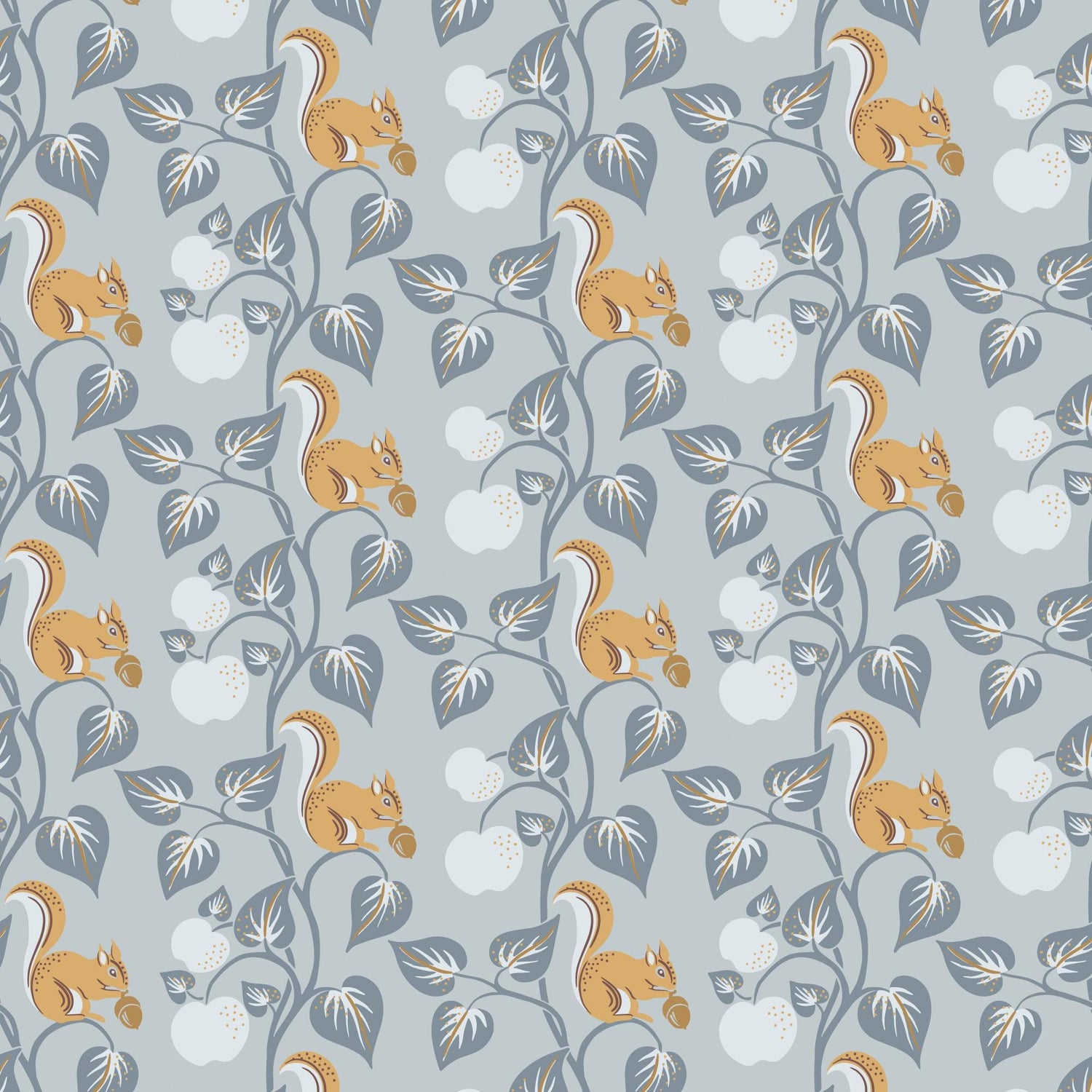 The Orchard Season Acorn Gathering in Blue Gray by House of Haricot for Cloud9 Fabric - 228910