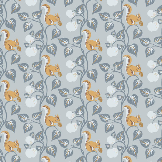 The Orchard Season Acorn Gathering in Blue Gray by House of Haricot for Cloud9 Fabric - 228910