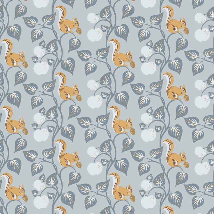 The Orchard Season Acorn Gathering in Blue Gray by House of Haricot for Cloud9 Fabric - 228910